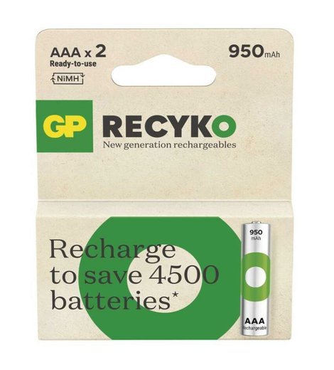 Baterie dobíjecí GP RECYKO 950 AAA (HR3), 2BL blistr