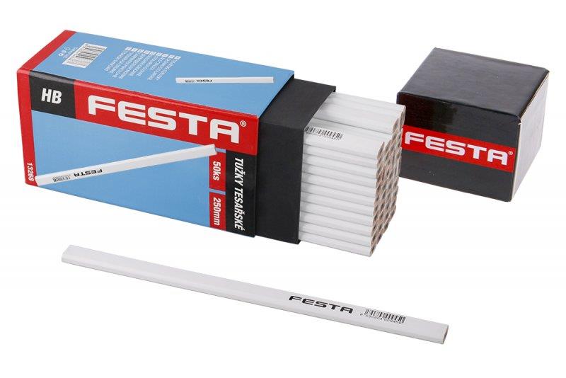 Tužka tesařská HB, 250 mm, bílý lak, v krabičce, FESTA