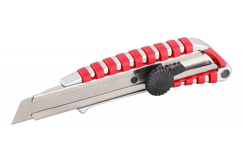 Nůž odlamovací ALU, 18 mm, stříbrno-červený, šroubková ar.