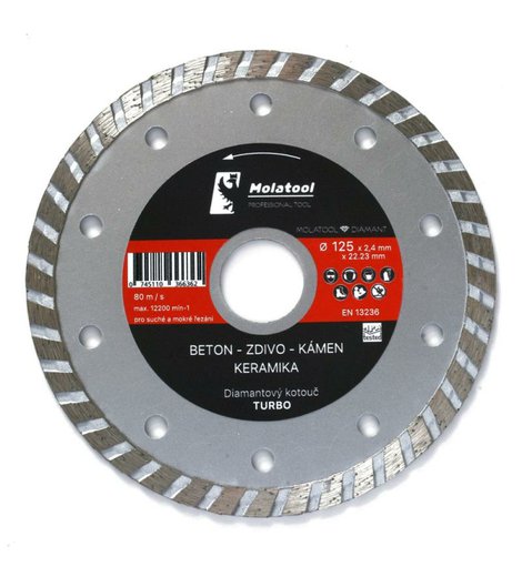Kotouč diamantový řezný Ø 125 x 2.4 x 22.23 mm, Turbo Profi