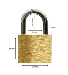 Zámek visací mosazný, 20 mm, MEGA