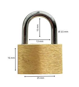 Zámek visací mosazný, 25 mm, MEGA