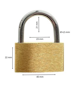 Zámek visací mosazný, 40 mm, MEGA