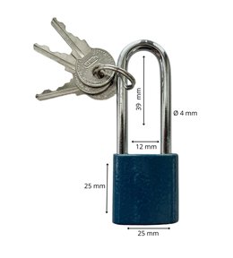 Zámek visací ocelový, 25 mm, prodloužený