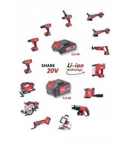 Vrtačka AKU SHARE, 20V, s příklepem, bezuhlíková, 4Ah, 2 baterie, kufr, nabíječka, FESTA