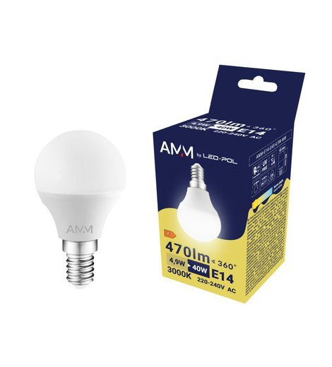 Žárovka AMM-E14-G45-4,9W-WW