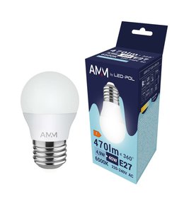 Žárovka AMM-E27-G45-4,9W-CW