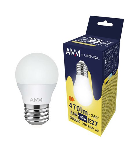 Žárovka AMM-E27-G45-4,9W-WW