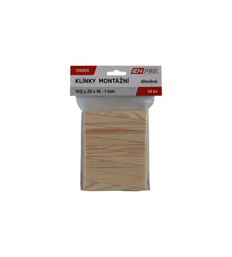 Klínky montážní dřevěné, 55 x 20 x 6 - 0 mm, 20 ks, ENPRO