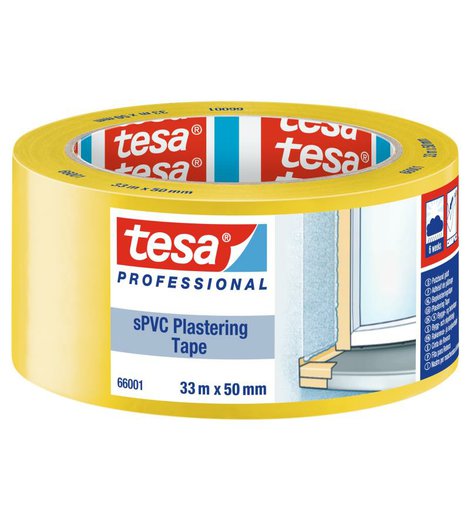 Páska maskovací plastová 66001, UV 4 týdny, 33 m x 50 mm, žlutá