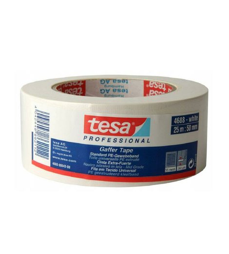 Páska textilní gaffer, 25 m x 50 mm, bílá, 4688, TESA