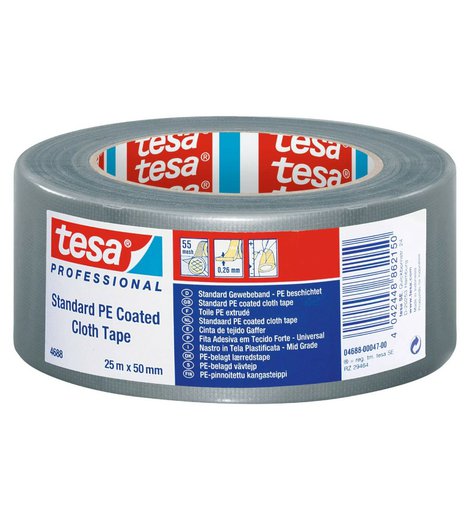 Páska textilní gaffer, 25 m x 50 mm, stříbrná, 4688, TESA