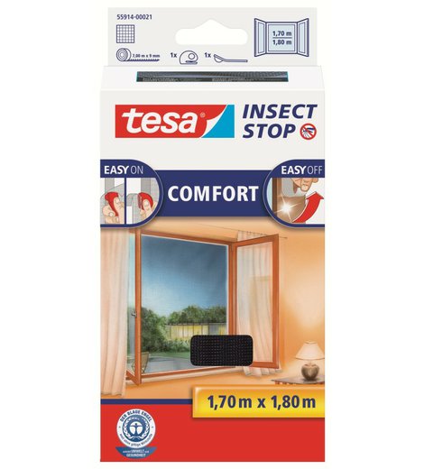 Síť proti hmyzu 1,7 m x 1,8 m, černá, Comfort, TESA