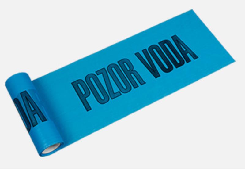 Fólie výstražná POZOR VODA, 300 mm / 70 µm, 100 m, modrá