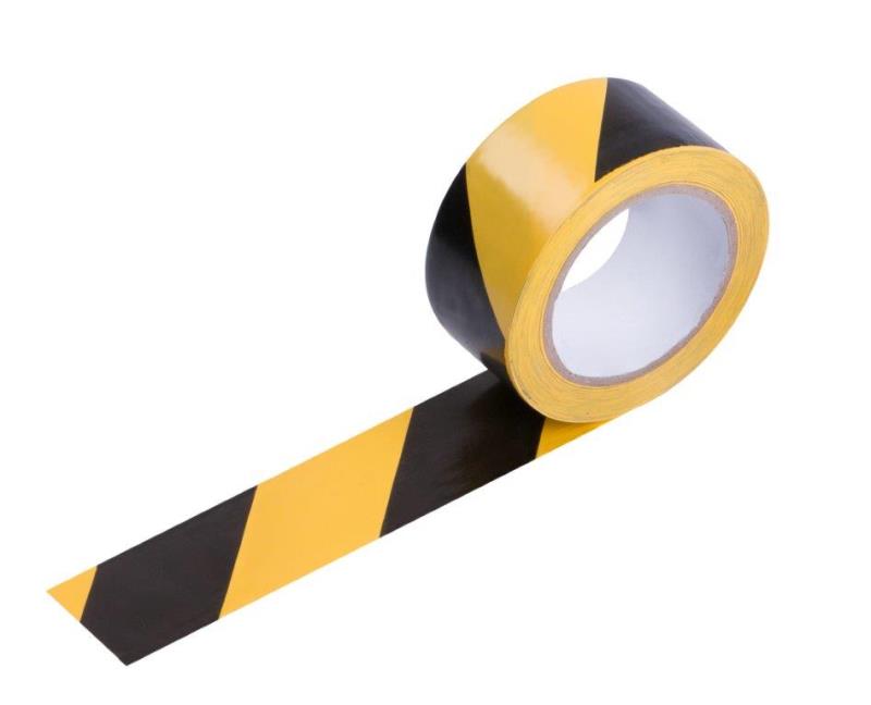 Páska výstražná samolepicí PVC, 49 mm x 33 m černo-žlutá