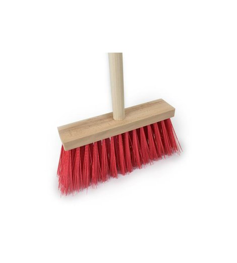 Koště chodníkové, 250 x 60 mm, s násadou 120 cm, vlas 10 cm, červené