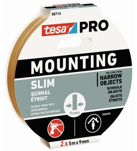 Páska montážní oboustranně lepící 66714, úzká, 2 x 5 m x 9 mm