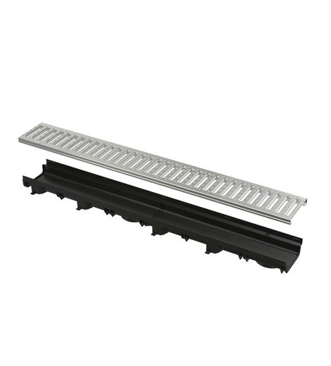 Venkovní žlab Low, 1010 x 137 x 60 mm, plastový rám, pozinkovaný rošt "C