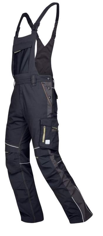 Kalhoty montérkové s laclem URBAN H6411/46, černo-šedé