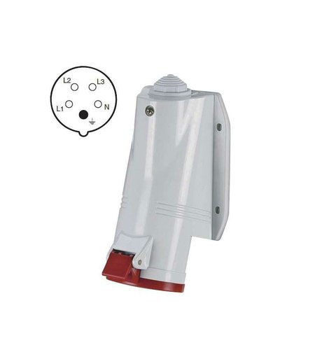 Zásuvka 5P, 400V / 16A, IP44, nástěnná