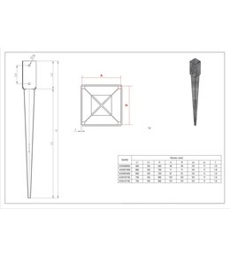 Patka kotevní s hrotem, 71 x 71 x 150, 600 mm, STALCO