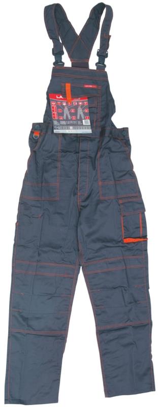 Kalhoty montérkové s laclem, šedé, XL 182/98-102, LAHTI PRO