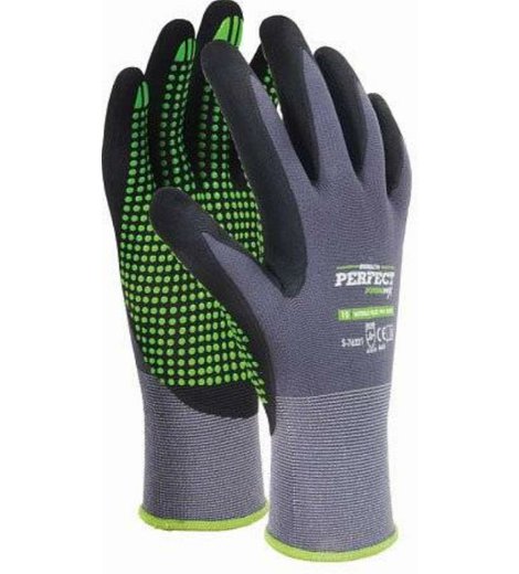 Rukavice nylonové NITRILE FLEX DOTS, STALCO PERFECT, vel. 8