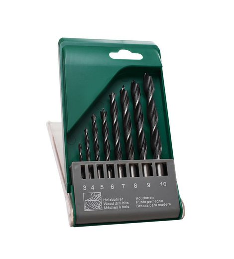 Vrtáky do dřeva spirálové, ø 3,0 mm - ø 10 mm, STALCO, set 8 ks