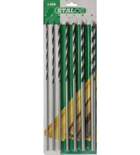 Vrtáky do dřeva spirálové, prodloužené ø 4,0 mm - ø 10 mm, STALCO, set 7 ks