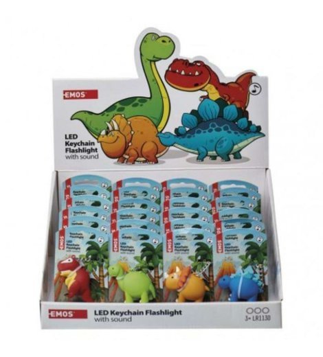 Přívěšek - svítilna LED, dinosauři/zvuk, 24 ks