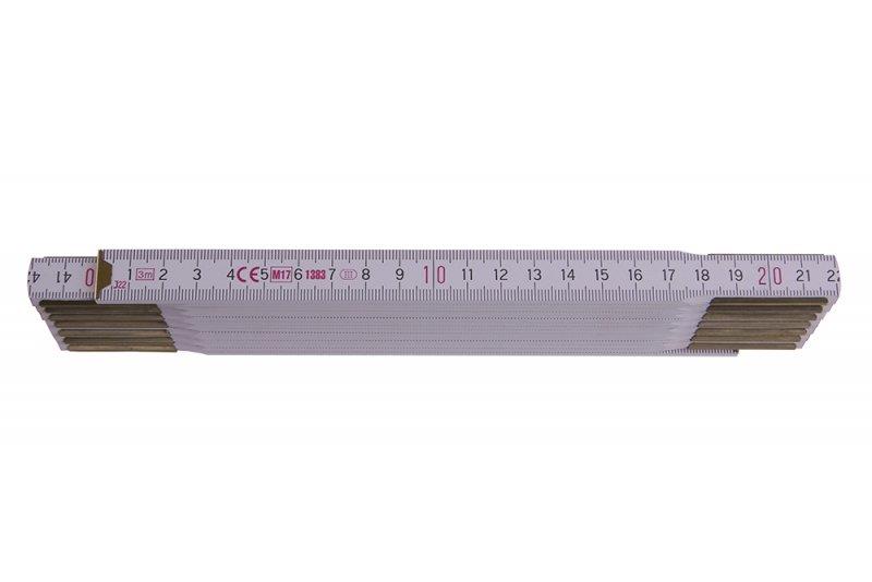 Metr skládací dřevěný PROFI, CE, bílý, 1 m