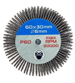 Kotouč lamelový brusný 60 x 30 mm, Ø 6 mm, P60, na stopce