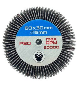 Kotouč lamelový brusný 60 x 30 mm, Ø 6 mm, P80, na stopce