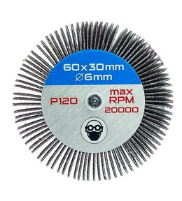 Kotouč lamelový brusný 60 x 30 mm, Ø 6 mm, P120, na stopce