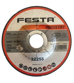 Kotouč řezný kov Ø 115 x 0,8 x 22,2 mm, FESTA INDUSTRY