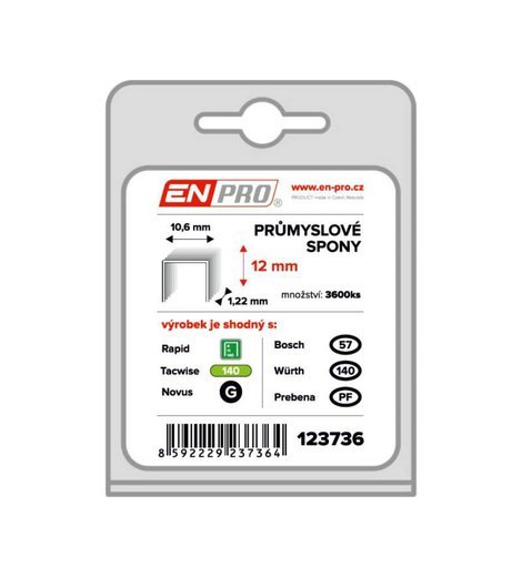 Spony PROFI, 345/12 mm, 4000 ks, ENPRO