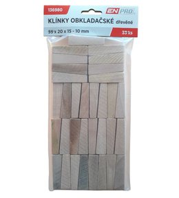Klínky obkladačské dřevěné, 55 x 20 x 15 - 10 mm, 33 ks, ENPRO