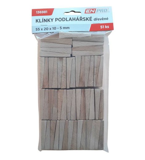 Klínky obkladačské dřevěné, 55 x 20 x 10 - 5 mm, 51 ks, ENPRO