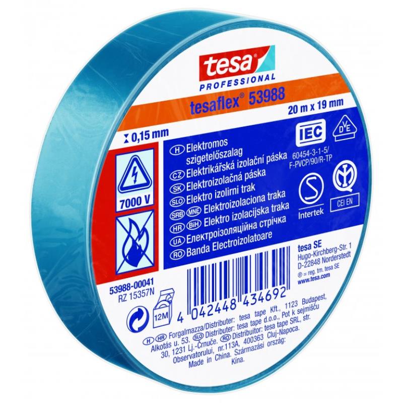 Páska elektroizolační PVC 53947, IEC, 20 m x 19 mm, modrá, TESA