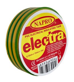 Páska elektroizolační PVC IZOVIAL, 10 m x 15 mm, žluto-zelená