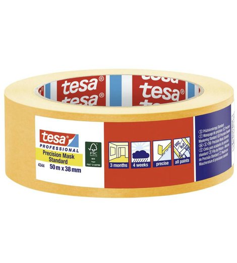 Páska maskovací, 50 m x 38 mm, žlutá, 4344, TESA