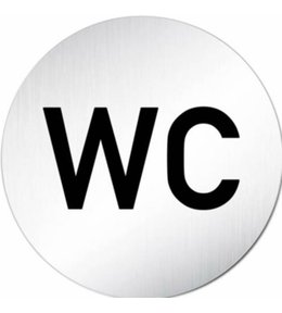 Znak rozlišovací "WC", Ø 75 mm, samolepící, nerez