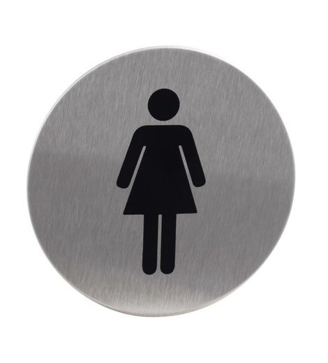 Znak rozlišovací "WC-ženy", Ø 75 mm, samolepící, nerez
