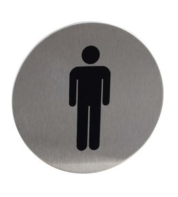 Znak rozlišovací "WC-muži", Ø 75 mm, samolepící, nerez