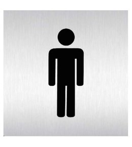 Znak rozlišovací "WC-muži", 60 x 60 mm, samolepící, nerez