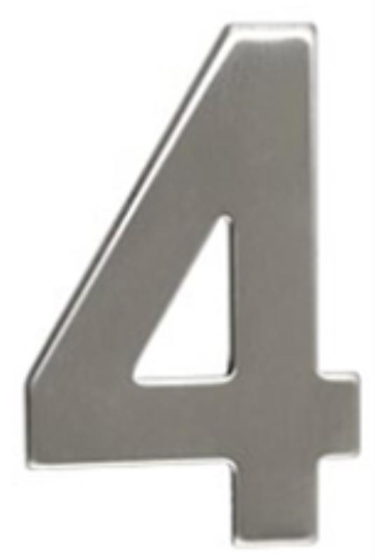 Číslo "4", 50 mm, samolepící, nerez
