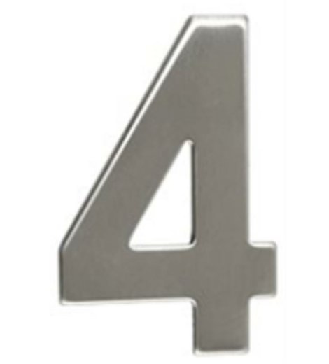 Číslo "4", 50 mm, samolepící, nerez