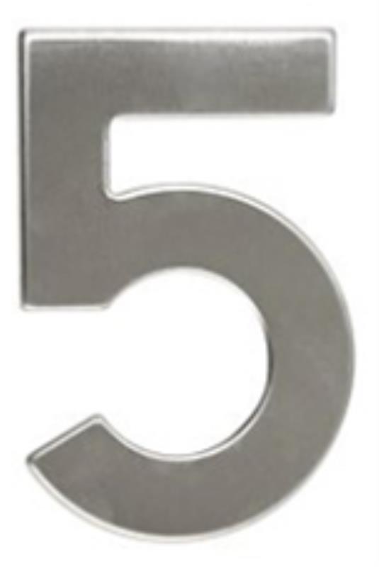 Číslo "5", 50 mm, samolepící, nerez