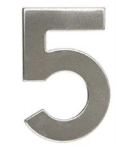 Číslo "5", 50 mm, samolepící, nerez