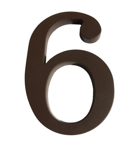 Číslo "6", 180 mm, plastová hnědá